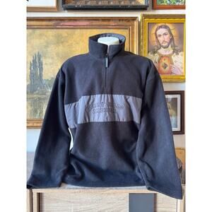 90s Vintage Perry Ellis Black and Grey Corduroy Fleece w Zip Mens XXL